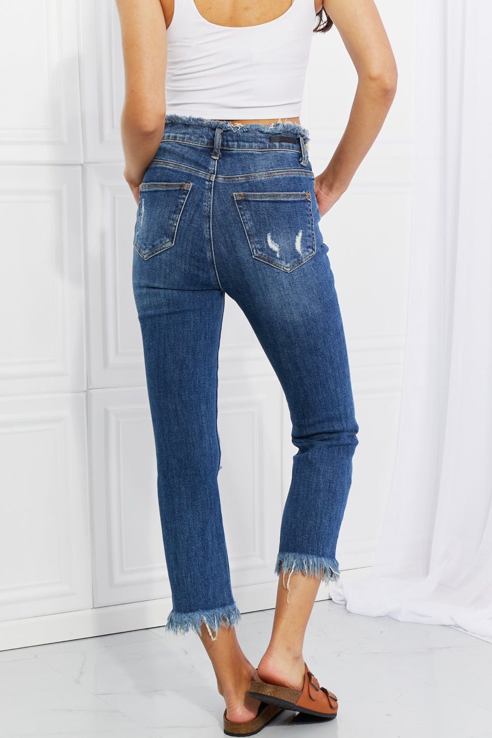 Stacey Straight Leg Jeans with Fringe - Tangerine Goddess