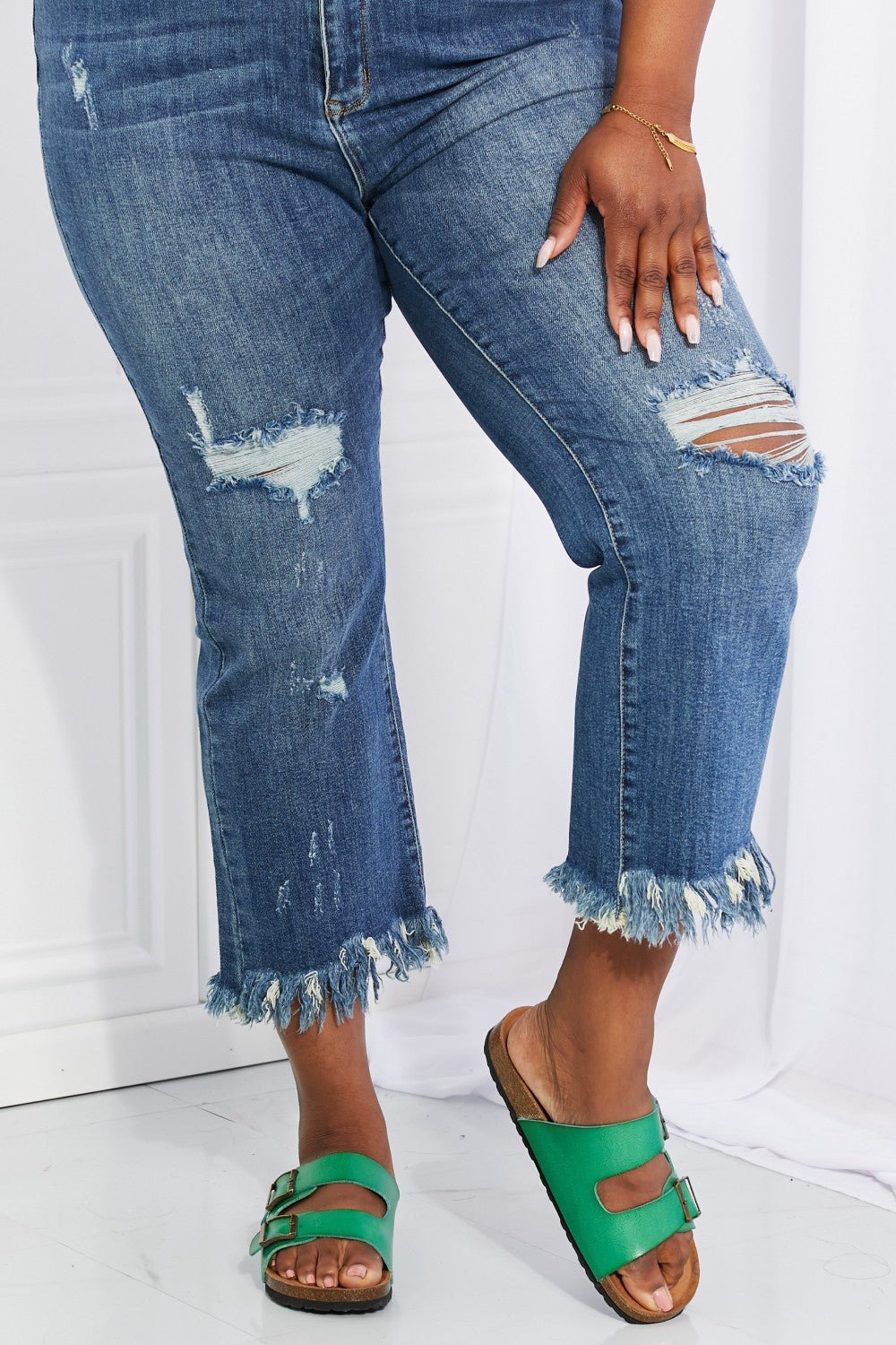 Stacey Straight Leg Jeans with Fringe - Tangerine Goddess