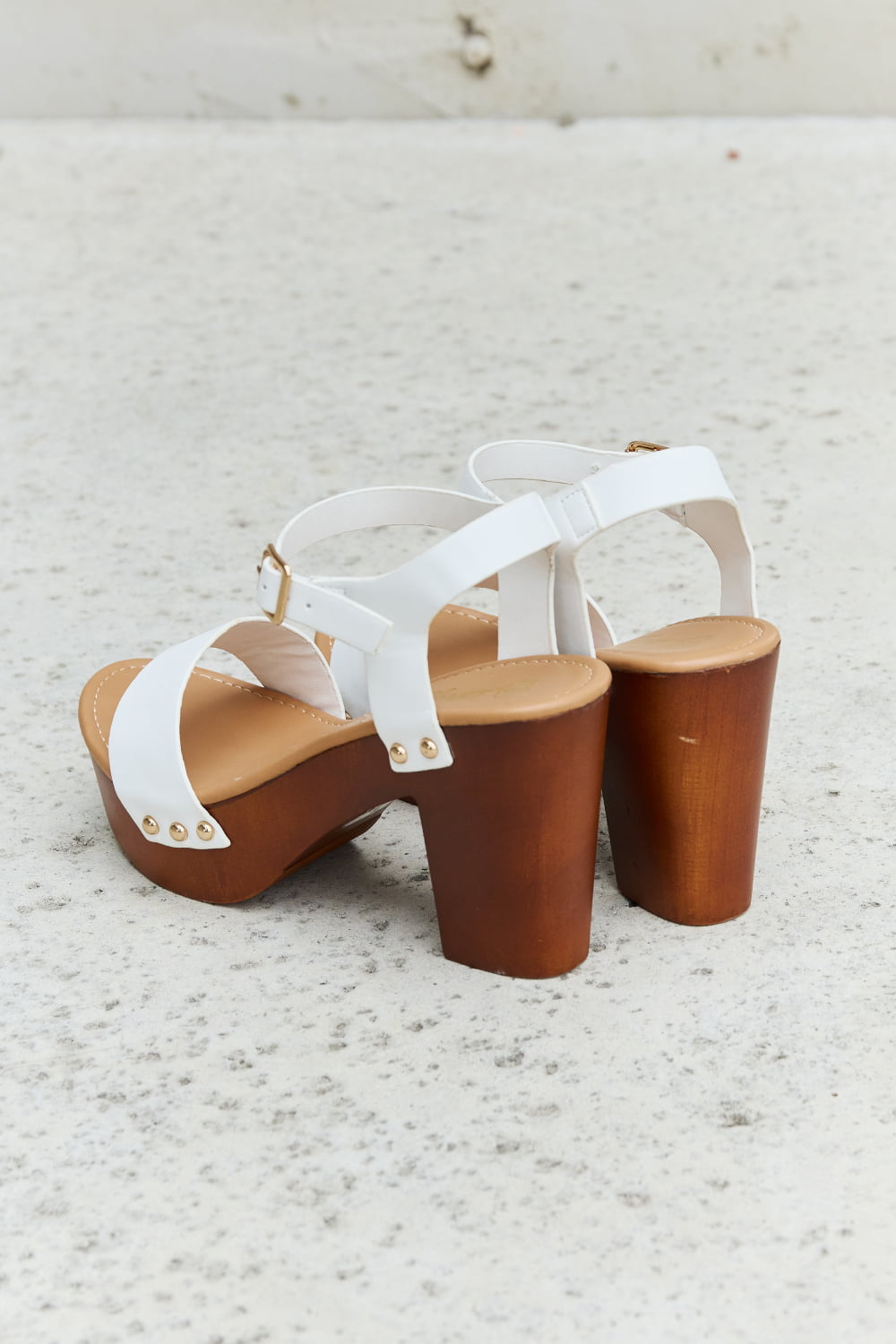 Wooden Platform Strap Heels - Tangerine Goddess