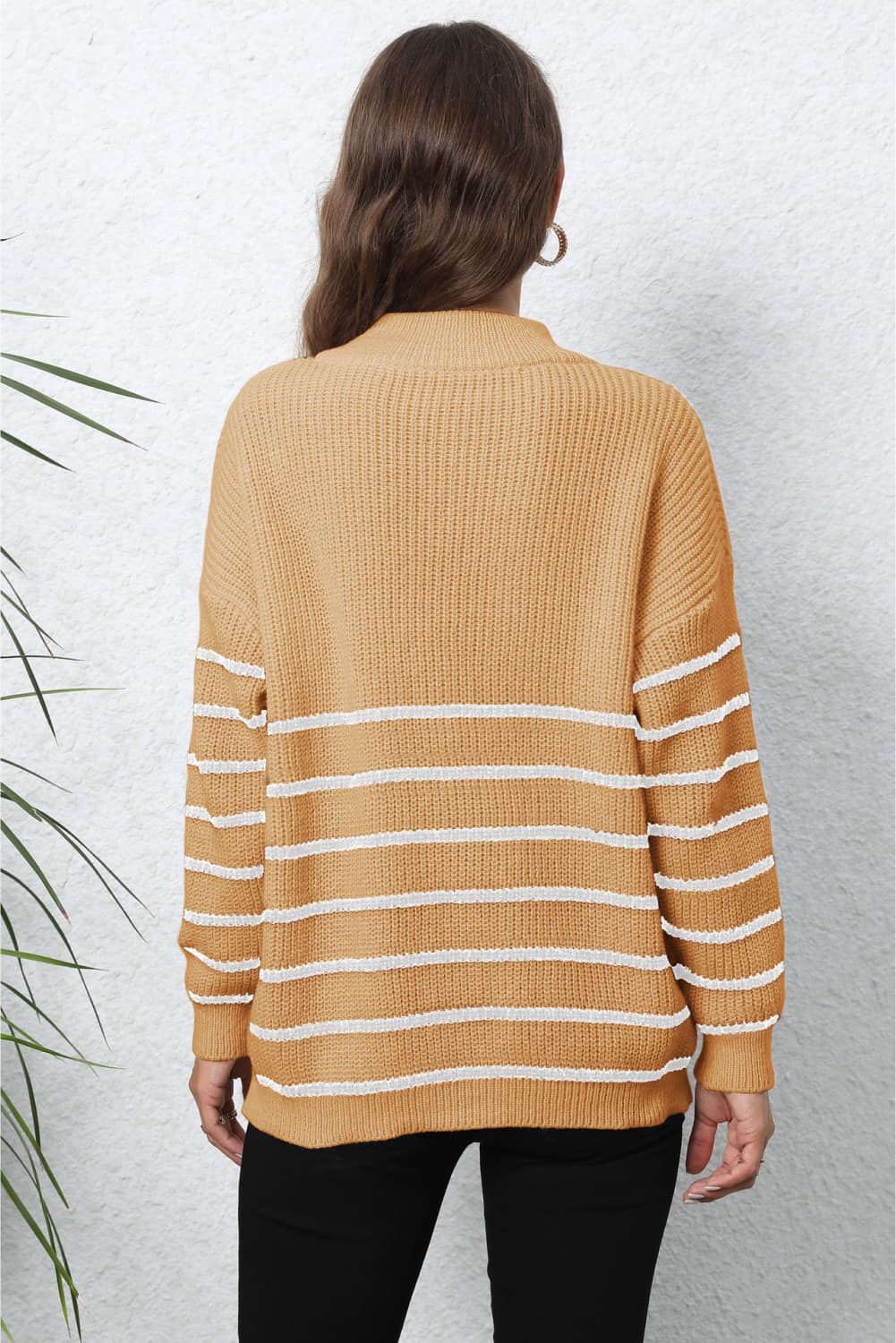 Zip-Up Ribbed Sweater - Tangerine Goddess